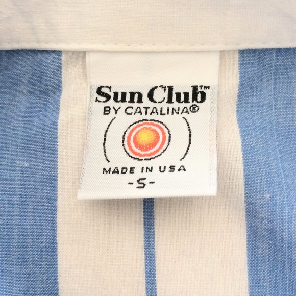 Sun Club by Catalina Vintage Striped Button Up Tunic Blouse Size Small - Picture 5 of 5